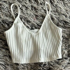 cute white crop top u-neck